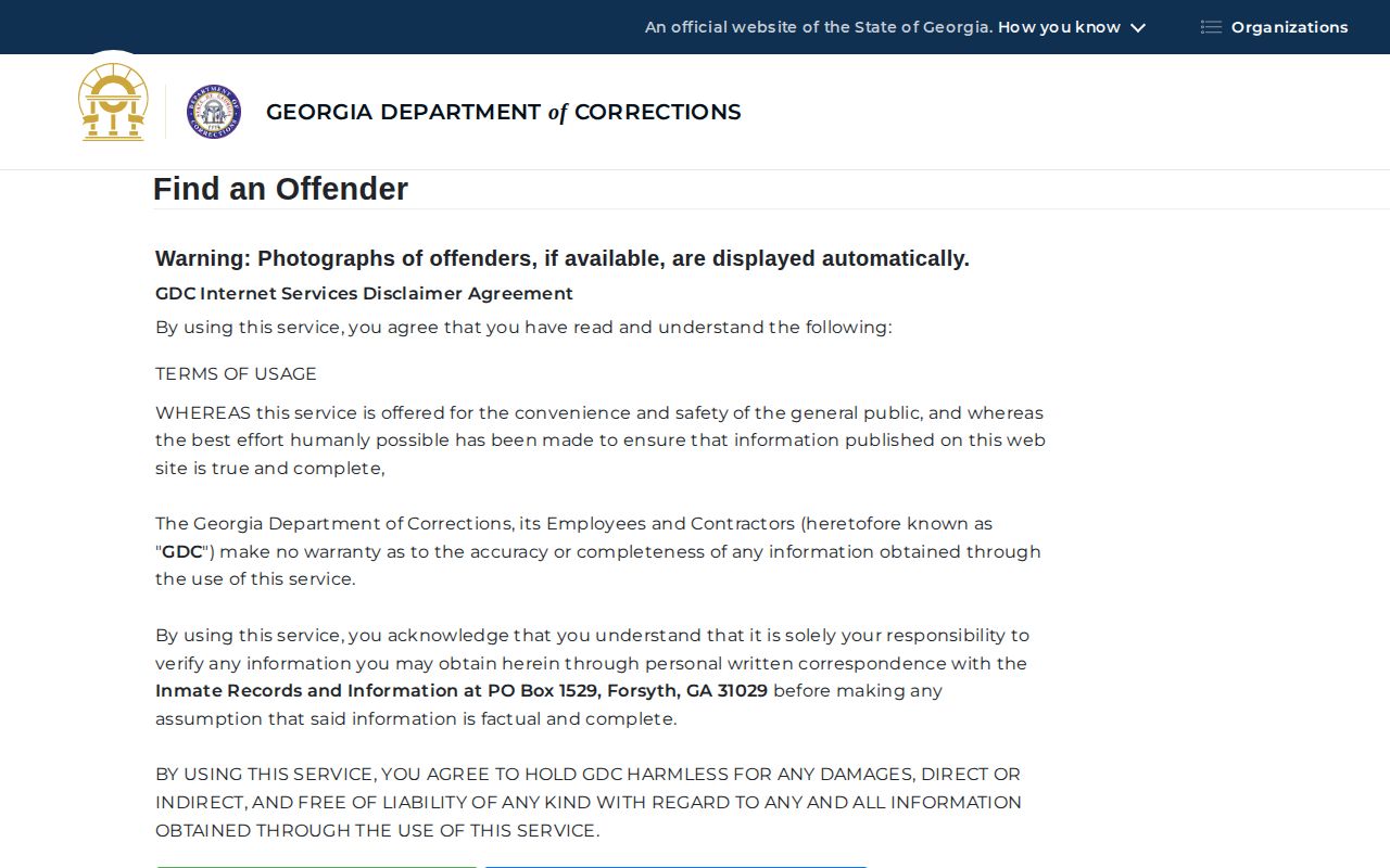 Georgia GDC offender search for Appling County released inmates